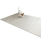 dfang【ペットプレイマット 厚み5mm 折りたたみタイプ】ペット用ノンスリップ防水クッションマット 洗える パテラ悪化予防対策【ヴィンテージグレージュ柄】(幅100cm×長さ180cm)