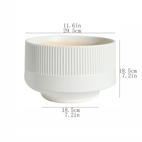Récipient for plantes rond en céramique blanche texturée haut de gamme - 3