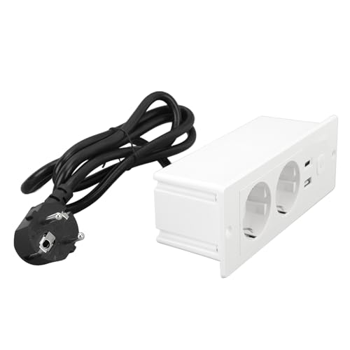 Regleta empotrada de mesa PP con puertos USB Tipo C de 16A y cable con interruptor 4