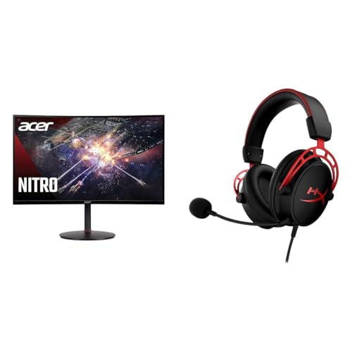 Image of Acer 27 inch 1500R Curved 240Hz Gaming Monitor Bundle with HyperX Cloud Alpha Gaming Headset
