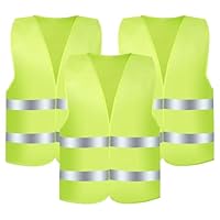 Romon Warnwesten Auto, 3 Stück Warnweste Pannenweste Sicherheitsweste Auto, Westen Reflektierend Neongelb Pannenhilfe Warnwesten, Reflektorweste Wahnwestenjacke Auto, Warnweste für Autofahrern