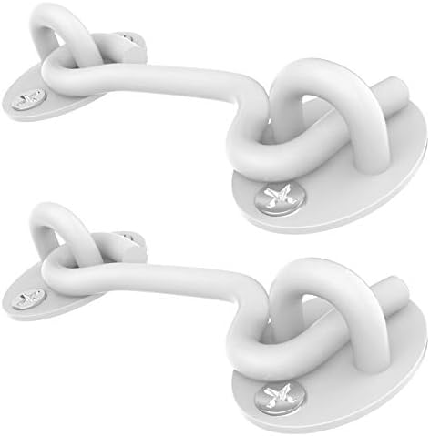 Barn Door Lock Gate Latch - 2 PACK 4 Inch Sliding Door Lock Security Heavy Duty Hook and Eye Latch Thicken Stainless Steel White Barn Door Latch Locks for Kids Safety for Window Bathroom Cabinet Child