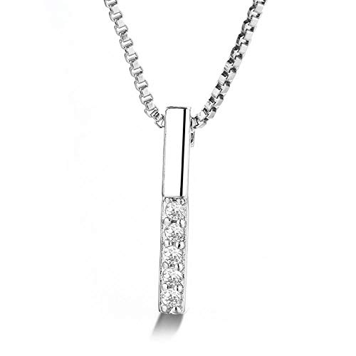 Preisvergleich Produktbild Halskette S925 Sterlingsilber Mikro-verkrustete vertikale Schlüsselbein-Halskette Weibliche einfache Gezeiten-Temperament-Wort-Streifen-ge... Halskette