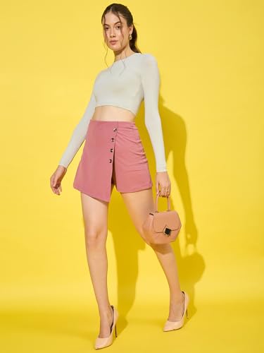 Image of Buynewtrend Cotton Blend Mini Women Versatile Skorts for Casual Wear | Girls Shorts | Above Knee Skirts
