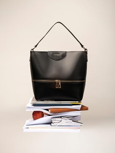 Image of Ophelia Women's Vegan Leather Tote Bag | Structured Top Handle Handbag with Magnetic Closure & Removable Pouch | Spacious Office & Everyday Carry Bag