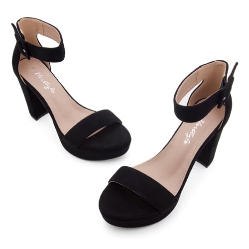 Image of Herstyle Women's Chunky Platform Heels - 4 Inch Block Heeled Sandals, Open Toe Dressy Strappy Heels with Ankle Strap for Wedding, Prom, Party & Graduation