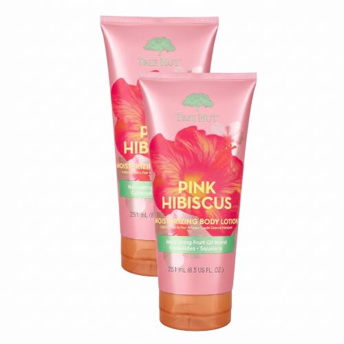 Tree Hut Pink Hibiscus Moisturizing Body Lotion, Ceramide and Squalene Formula Helps Protect Skin, Long-lasting Hydration Leaves Skin Feeling Soft &amp; Moisturized, 8.5 fl oz. (Pack of 2)