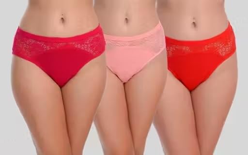Women Non Padded Non-Wired Panty Pack of 3 Soft Hosiery Fabric Comfortable Daily Fit Multi 1 S-image-33