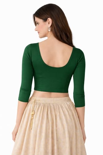 Image of Fressia Fabrics Women's Cotton Readymade Saree Blouse Stretchable Crop Top Choli Bustier Top