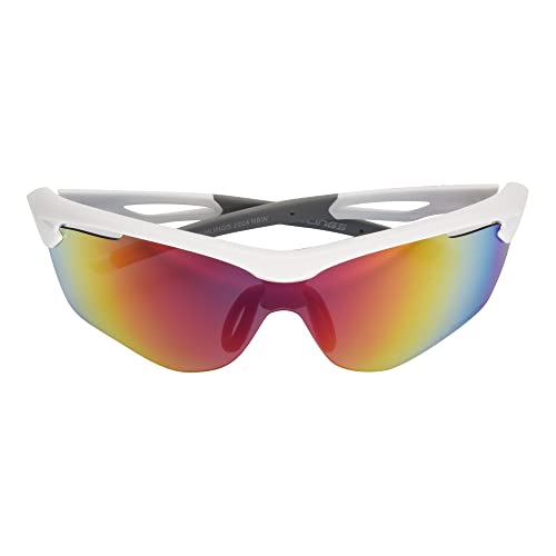 Rawlings Cleat Chaser Blade Sport Sunglasses for Men, Shiny White/Rainbow Mirror, 69mm2