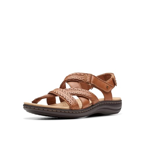 Clarks Women's Laurieann Rena Flat Sandal, Tan Combi, 9 Wide