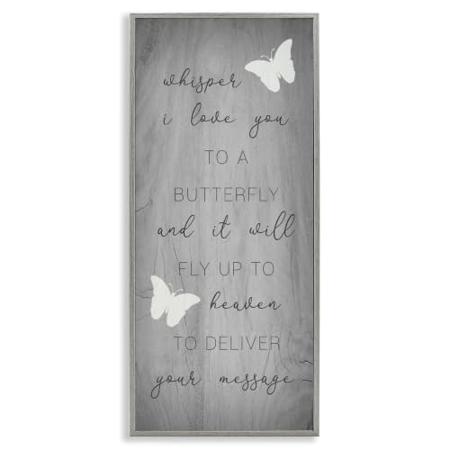Romantic Butterfly Rustic Grey Grain, 10 x 24 Inch Framed Giclée Print