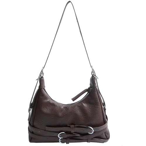 Greabuy Bolsos de hombro para mujer, bolso cruzado de piel sintética, bolso cruzado para otoño e invierno, bolso de hombro moderno para axilas, bolsa de compras para mujer, café