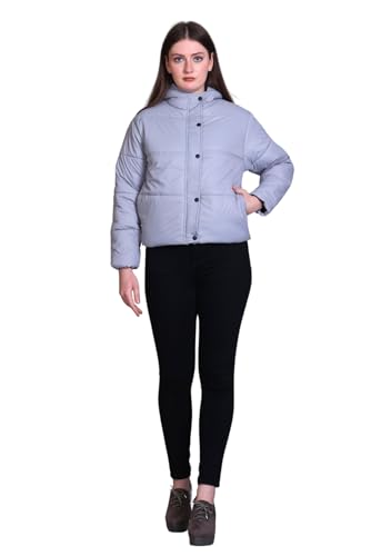 Image of SANE ORIGINALS Hooded Winter Jacket for Women in Full Zipper || Stylish Semi Crop Warm Jacket for Women Winter Wear with Hood ||