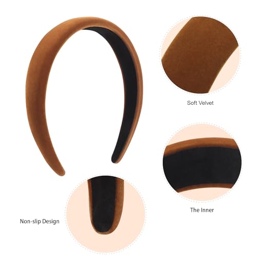 Image of DRESHOW 4 Pcs Velvet Wide Headbands for Women Girls Turban Vintage Boho Head Bands Fashion Non Slip Head Wraps Hoop Hair Accessories