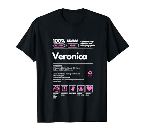 Veronica Nombre regalo para Veronica Sarcastic Información nutricional Camiseta