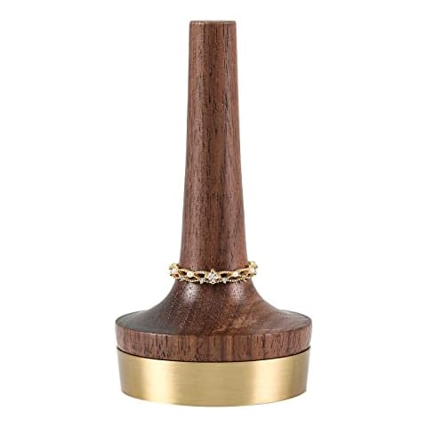 muso wood Walnut Wooden Ring Holder for Jewelry, Cone Engagement Wedding Finger Ring Display Stand for Men Women Cover