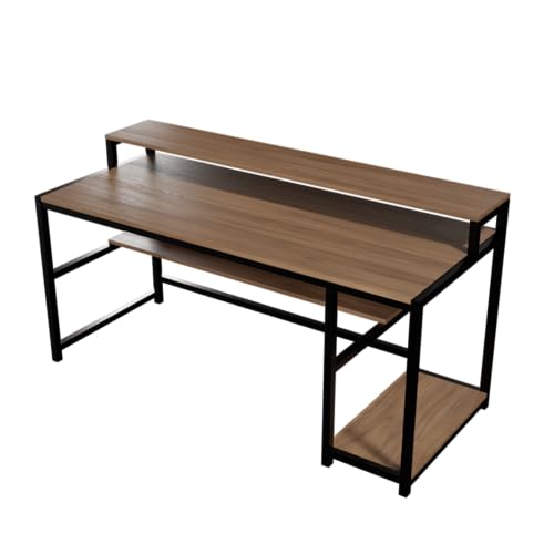 Image of Riyan Luxiwood Trio Computer Table in Engineering Wood for Home & Office, Simple Style Desk, Scratch Resistance Surface. (Large, Beige)