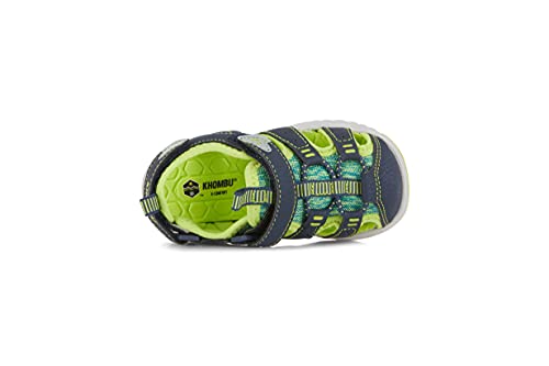 Khombu Boys Girls Sandals Closed-Toe Outdoor Hiking/Walking Athletic Summer Water Shoes, Navy/Lime, 11 Toddler #TOP4