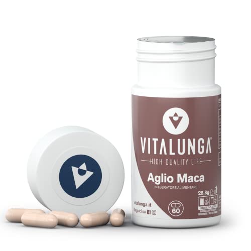 Maca Peruviana e Aglio Capsule 60 Capsule Ad Altissimo Dosaggio Integratore Energizzante Maca Nera e Aglio Elimina Metalli Tossici e Infezioni Normalizza Pressione Senza Additivi Made in Italy