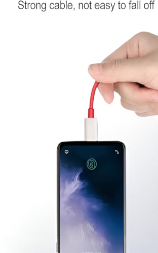 Image of Zybux 65W Supervooc USB Type C Charger Adapter with Red Cable Compatible with OnePlus 12R /11R /10 Pro /10T /10R /10 /9 Pro /9RT /8 Pro /8 /7 /6 /5 /Nord Ce 4 /Ce 3 /Ce 2 /Ce 2 Lite /Ce 3 Lite /Nord 4 /3 /2 /2T, White