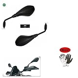 DESCRIPCIÓN DEL PRODUCTO Y CARACTERÍSTICAS: PAR DE ESPEJOS MARCA LEJOS - DERECHA + IZQUIERDA - par de espejos retrovisores del manillar universal - Completo con accesorios dedicados a su bicicleta, para montar en el manillar - kit suministrado: M8dx - M8sx; 10x1.25 derecha - 10x1.25 izquierda - varilla cromada negra - adecuado para todos los años de producción - línea deportiva - dimensiones: longitud 260 mm X altura 180 mm - excelente visibilidad - universal - color negro