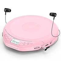 Gueray CD Player Portable with Earphones Portable CD Players for Car with Anti-Skip Shockproof Personal CD-Player with LCD Display Support PROG Memory Function Repeat Playback Sound Effet Pink