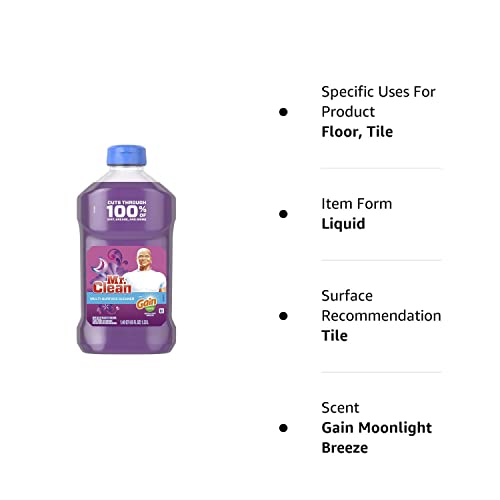 Mr. Clean Liquid All Purpose Multi-Surface Cleaner | With Gain Moonlight Breeze Scent - 45 Ounce Each Bottle (Pack Of 2) (Total 90 Fl Oz) #TOP6