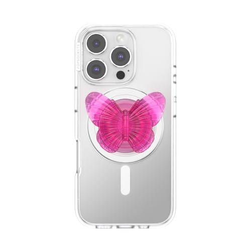 Image of PopSockets Phone Grip for MagSafe, Magnetic Holder, Phone Stand, Butterfly - Molded Butterfly Magenta