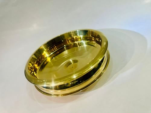 Image of Kerala Crafts Authentic 5 Inch or 12.7 CM Pure Brass Metal Cooking Urli kadai Bowl Pot| Traditional Daily Use Cookware Utensil Temple Uruli Rice Wheat Lunch Dinner Sacred Hindu Festival Home Decor