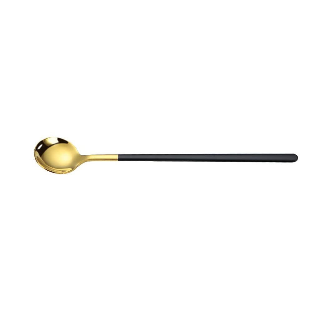 Cucharas de Café, Té Mango Largo Café Mezcla Cuchara Cabeza Redonda Helado Postre Cucharadita Cocina Cocina Cocina Vajilla Utensilio Cuchara para Cocinar，Cuchara de Sopa (Quantity : 6)