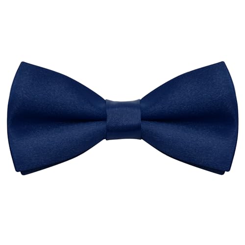 Bskifnn Kids Bow Ties Solid Color Satin Bow Tie for Child Boys Toddlers Wedding Party Dress up (Navy blue kids)