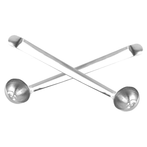 LALAFINA 2個 ステンレス製ピクルスジャースプーン 排水穴付き長柄オリーブスプーン 果実やチェリーの水切りに キッチン 家 カフェ用