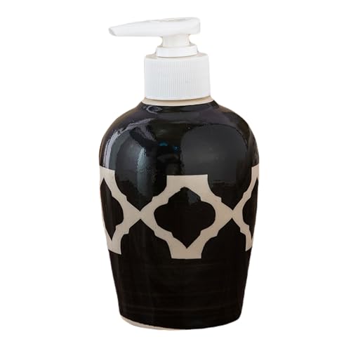 Image of Ceramic Liquid Soap Dispenser, 300 ml, Black Chidi 2 | Refillable Pump Bottle for Hand Wash, Lotion, Shampoo & Kitchen Use, 2 Pieces