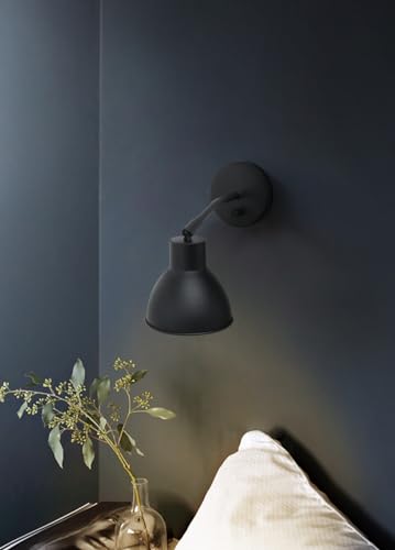 Image of Yosoan Set of 2 Black Vanity Reading Wall Sconce with On Off Switch | Brass Vintage Industrial with 340 Degree Angle Wall Mount Lamp 5.7 inch Bowl Metal Shade Bedside Bunk