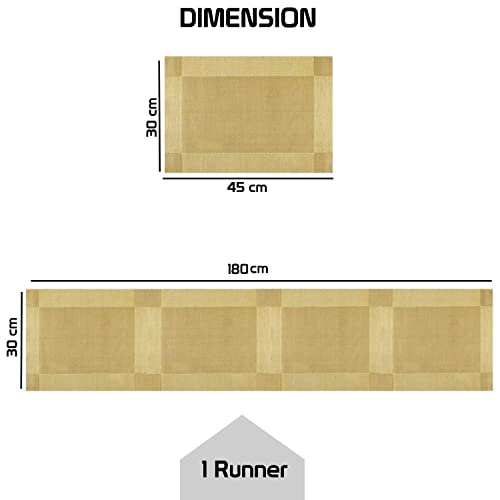 Image of Placemats with Table Runner Sets - Washable Kitchen Tablemat - Table Mats for Dining Table - Non-Slip Placemat - Table Runner (2-Piece Placemat, 1-Piece Runner, Gold)