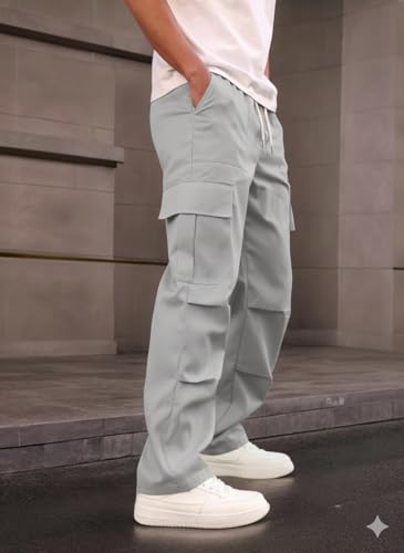 Image of JVX Men Cargo ||Cotton Cargo Pants || Casual Trousers | Comfortable Lower for Men | Breathable Pants with Multi Pockets & Drawstring Elastic Waistband (CARGO-05)