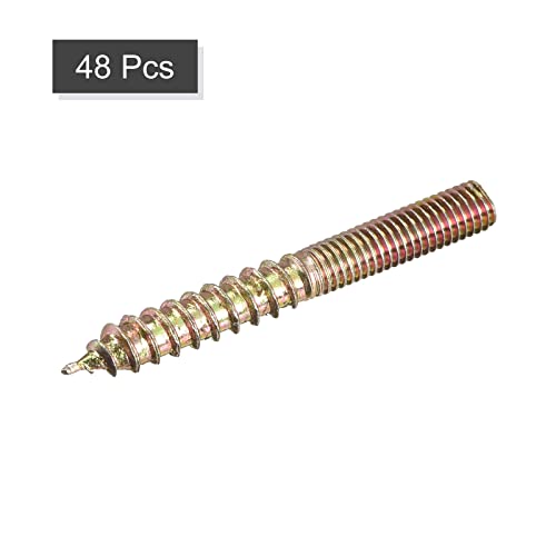 Image of uxcell M5x40mm Hanger Bolts, 48pcs Double Ended Thread Dowel Screws for Wood Furniture Connecting