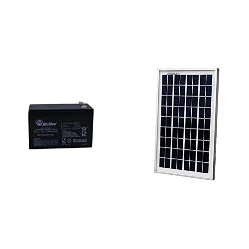 Diamec Batterie Plomb AGM 12 V 7 Ah F1 pour la sécurité & ECO-Worthy 10watts 12 Volts Ponocristallin Panneau Solaire