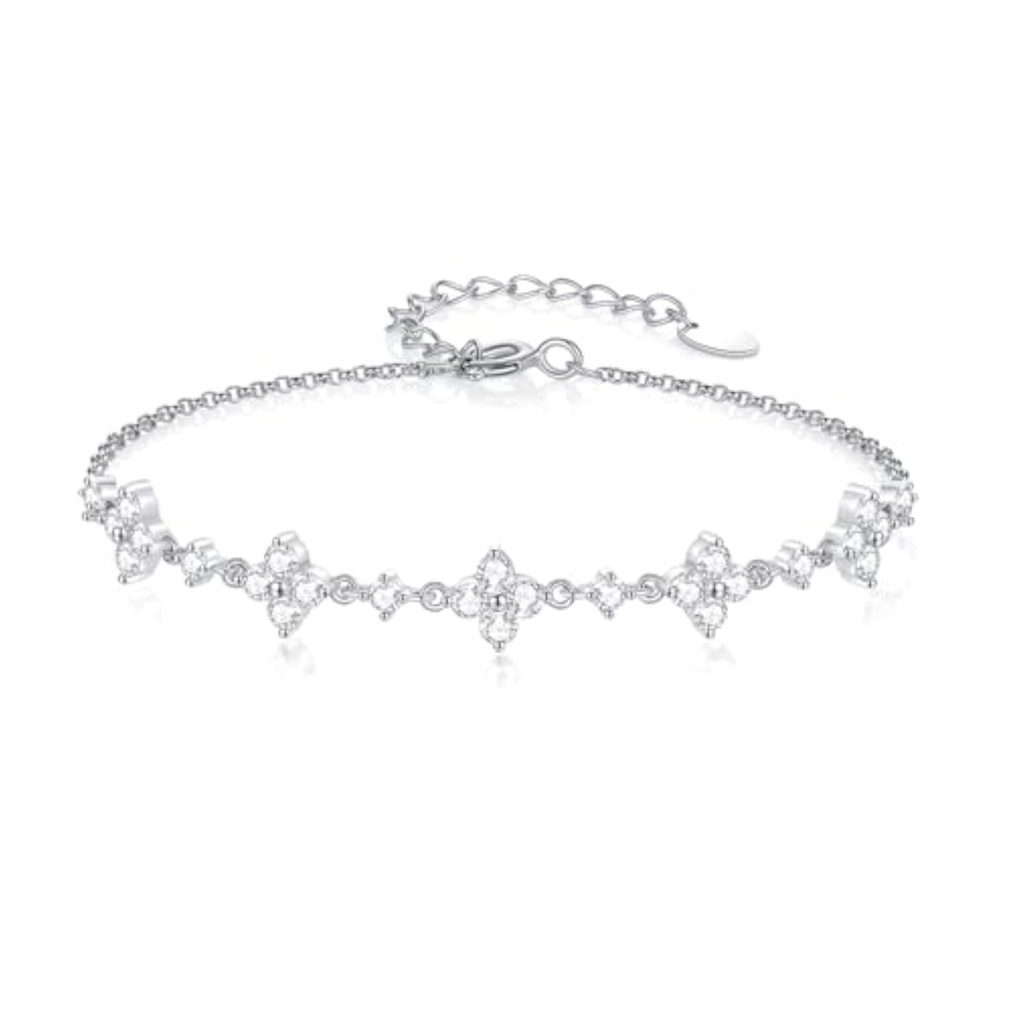 925 Sterling Silver Zircon Mist Minimal Bracelet, Adjustable