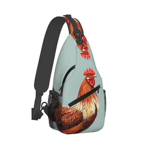 Mochila Sling Negra Estampado Pollo miniatura 1