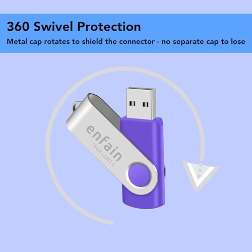 Image of Enfain Purple Flash Drive 16GB USB Memory Stick Drives 10 Pack for Distributing, Sharing Data of Work and Life in a Special Color