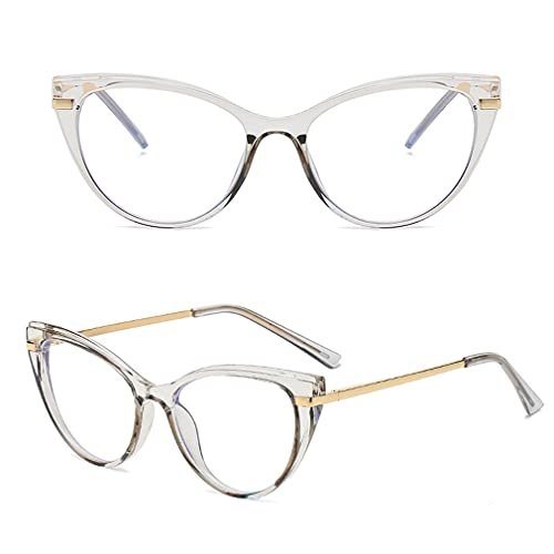 Image of LJCZKA Blue Light Blocking Glasses Women Anti Eye satrain Computer Cat eye Eyeglasses Cateye Clear Frame