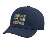 Master Builder Brick Master Block Building Brick Builder Adjustable Printed Baseball Hat, Navy Blue