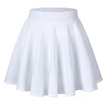TRIWORKS Plus Size White Mini Skater Skirt with Shorts Women's Basic A-Line Tennis Skirts Casual Stretchy High Waist Flared Pleated Skirt 3XL