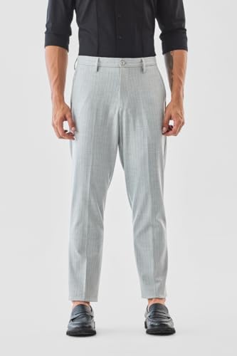 Image of SNITCH Men Formal Trousers | Tailored Pleated Design with Regular Fit & Smooth Texture | Premium Polyester Blend for Office, Meetings & Special Occasions