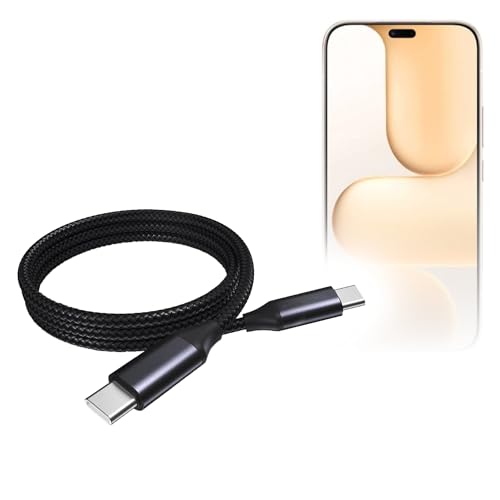 BoxWave Cable Compatible with Honor 600 Lite - DirectSync PD Cable (3ft) - USB-C to USB-C (100W), Type C Braided Charge and Fast Sync - Jet Black