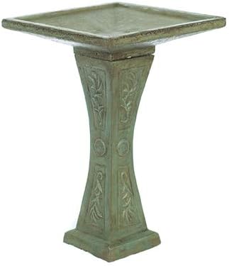 Solid Rock Stoneworks 22in Tall Square Birdbath- Cypress