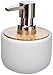 Ridder 2126501 Distributeur de Savon et Lotion, Bambou céramique, Blanc, env. 9,5 x 9,5 x 12 cm