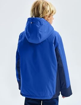 GEMYSE Waterdichte ski-jas voor jongens, winterjas van fleece, winddicht, met capuchon, Rood, 116-122